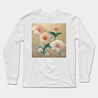 Traditional Japanese Flowers Painting Canvas #2 Long Sleeve T-Shirt